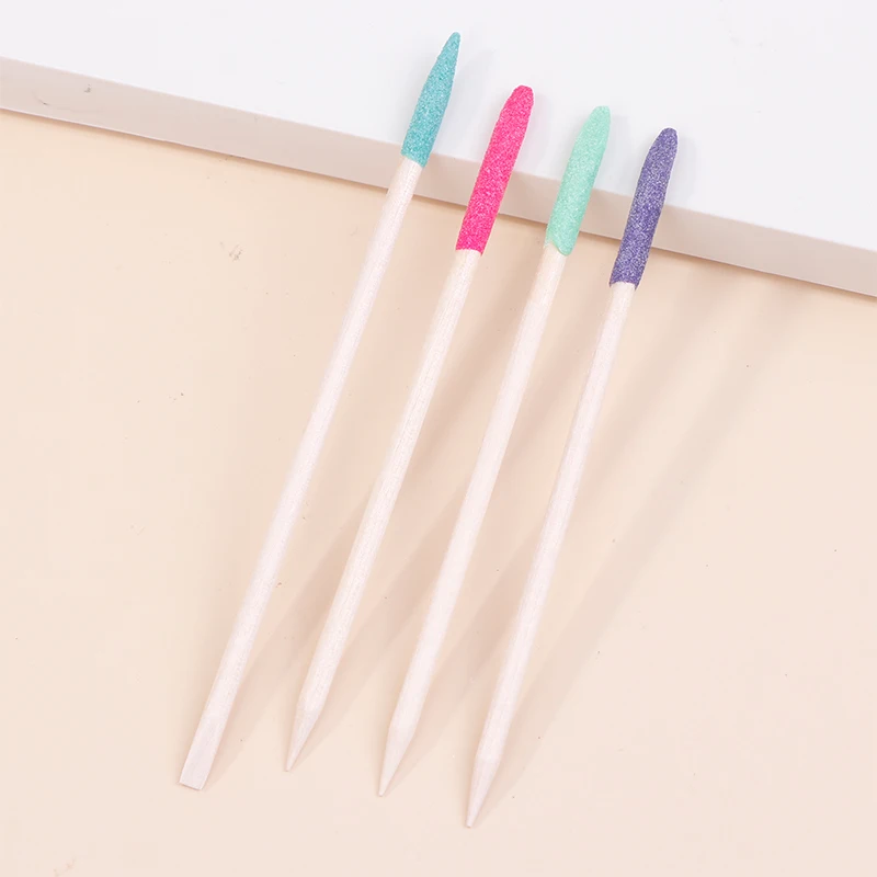 10 Stuks Nail Slijpen Houten Grind Stok Nail Scrub Strass Pickup Stok Manicure Pusher Remover Dubbele Hoofd Pedicure Tool