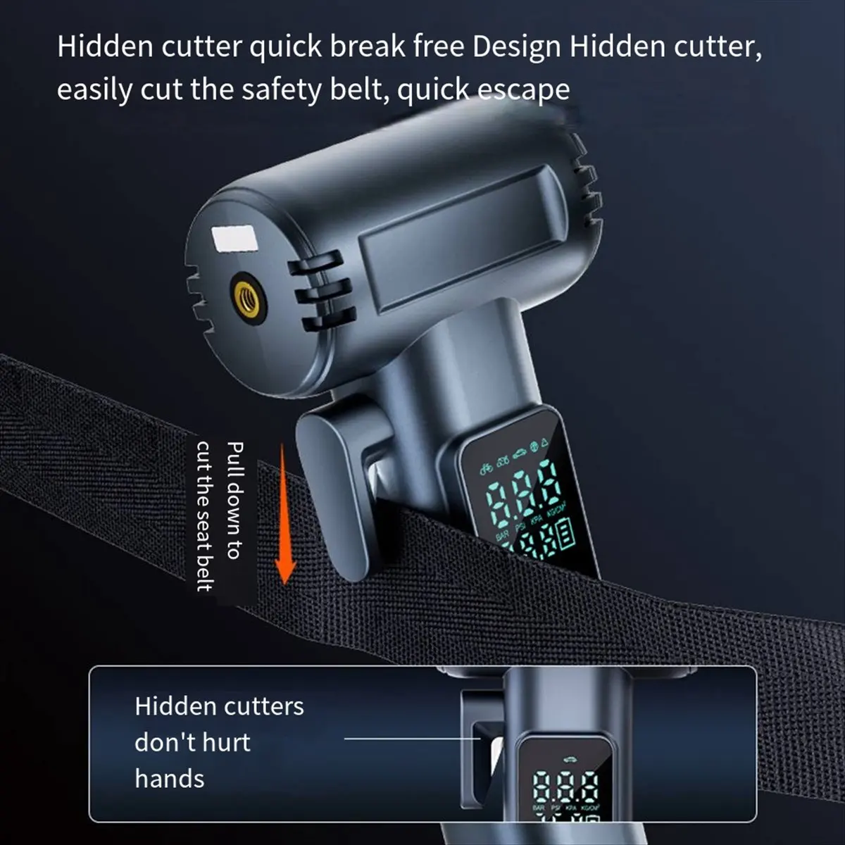 [ABAB] Portable Tire Inflator with Built-in Pressure Gauge and Dual 2000mAh Batteries