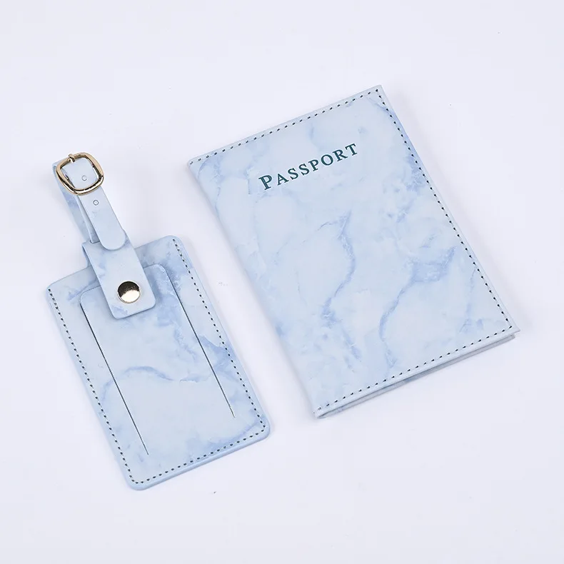 PU Leather Marble Passport Holder Passport Covers Case Luggage Tags Boarding Pass Travel Tags Set for Luggage Travel Accessories