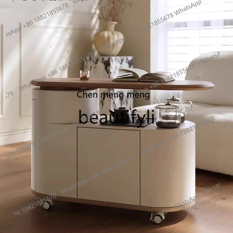 

D178 Mobile tea table Modern coffee table Rotating light luxury sofa Side cabinet Living room Small tea cart