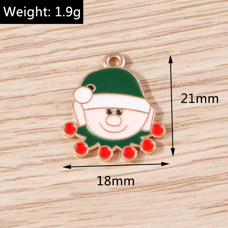 10 stücke Cartoon Emaille Weihnachten Santa Claus Charms Anhänger für Schmuck Herstellung Halsketten Ohrringe Armband DIY Handwerk Zubehör – Detail 2
