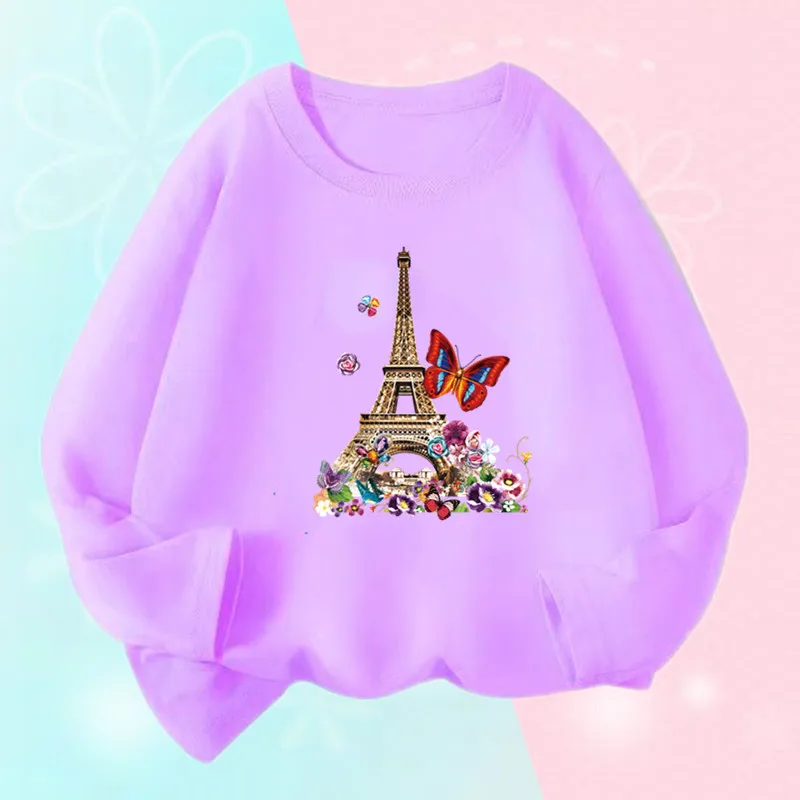 Girls Flower Perfume Bottle Long Sleeve T-shirt Kids Fashion Spring Clothes Children Cartoon Tops