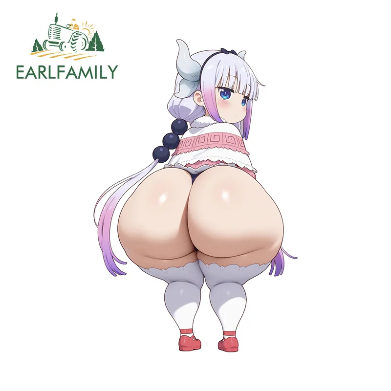 EARLFAMILY Kanna Kamui Dragon Maid Loli Lewd Car Stickers Hentai Butt Small Breasts Swimsuit Decals Sunscreen Car Accessories