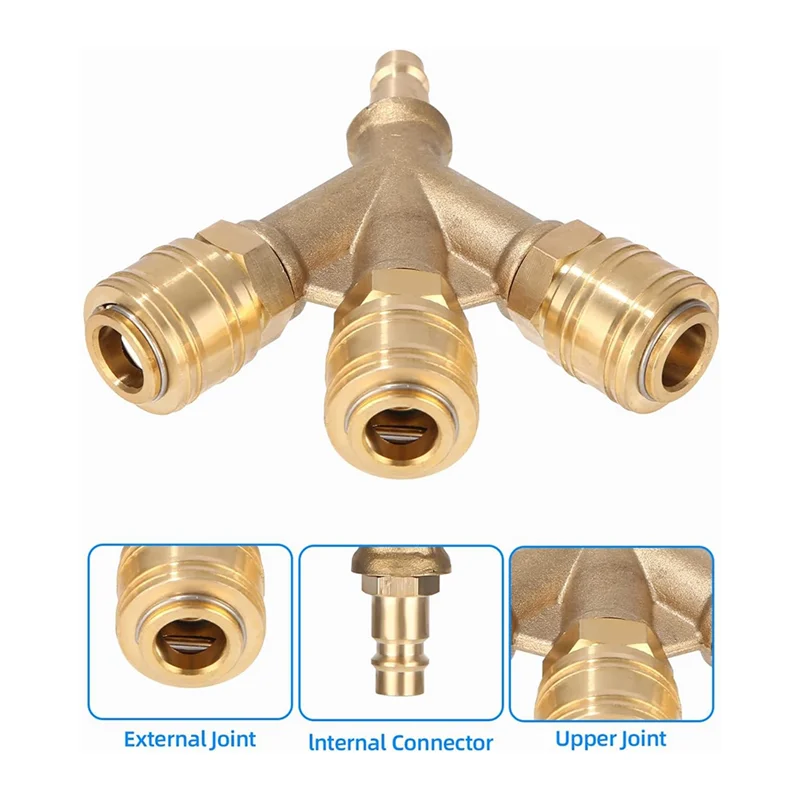 

T98C-Compressed Air Distributor Triple With Couplings, NW 7.2 1/4AG Air Hose Quick Coupler Distributor