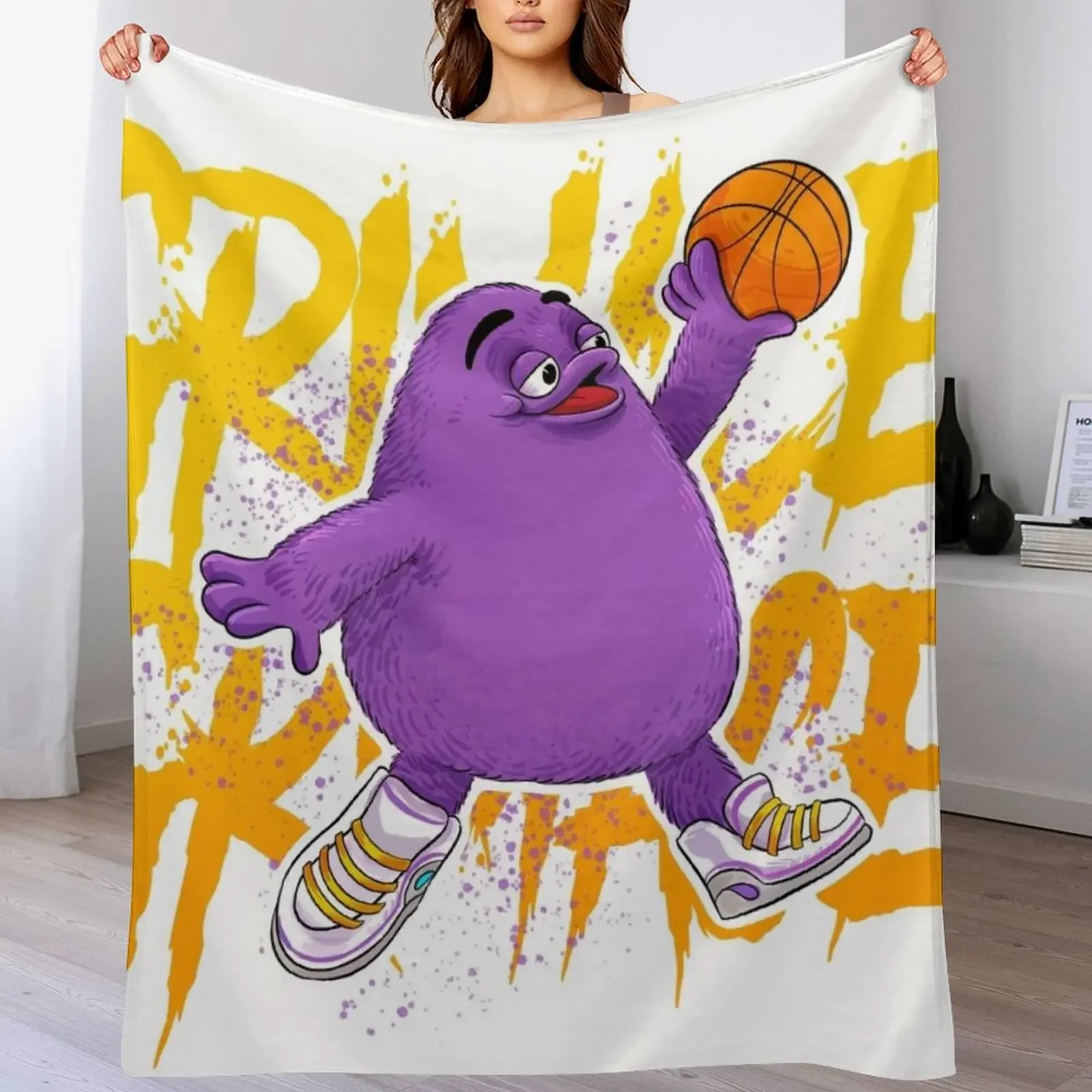 grimace shake Throw Blanket Cute Soft Beds Plaid Decorative Throw Blankets