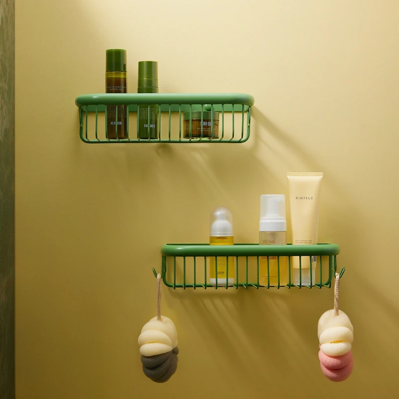 Matcha Green Copper Bathroom Rack Storage Square Caddy Bathroom Shower Storage Rack Shelf Organiser Basket