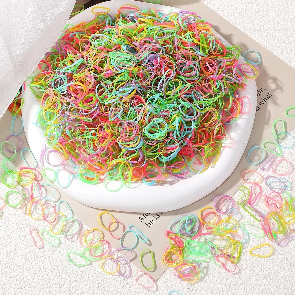 1000pcs/Pack Girls Colorful Small Disposable Rubber Bands Gum For Ponytail Hold Scrunchie Hair Bands Fashion Hair Accessories