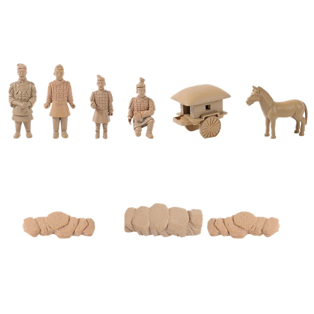 Terracotta Warriors and Horses Small Ornaments Plastic Craft Statue Soldier Shaped Decor Figurines Statues