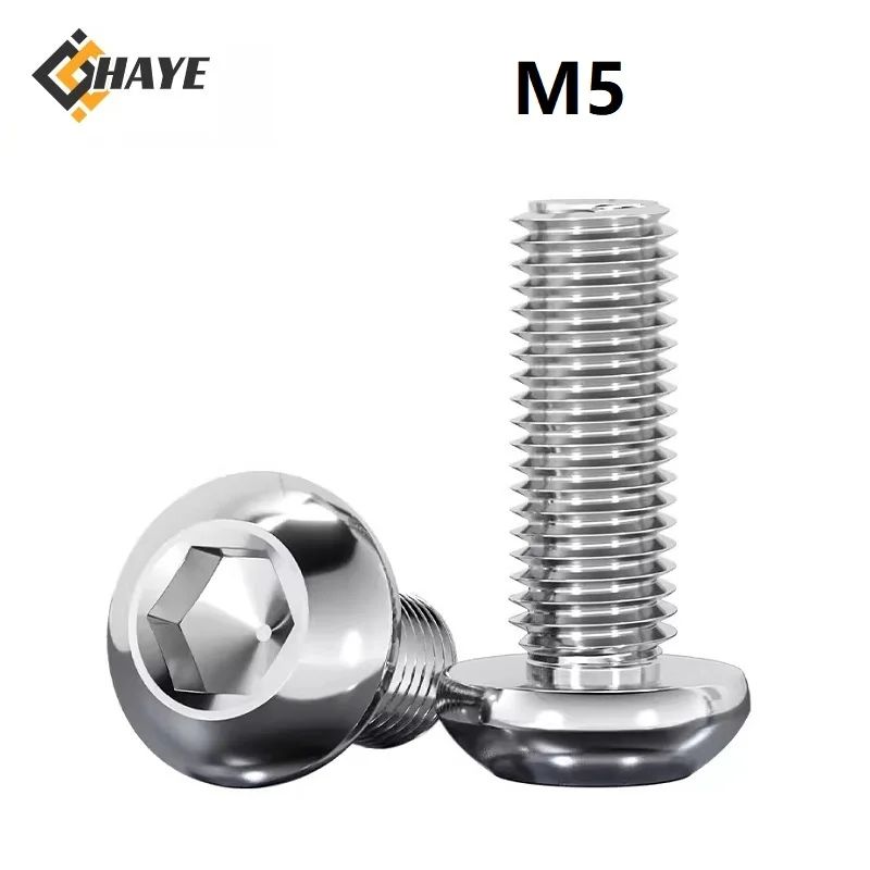 

M5 Pan Head Hexagon Socket Screws 304 Stainless Steel 5 8 10 40 70 75 80 85 90 100 110 120 150mm Cup Head Heaxagon Socket Bolts