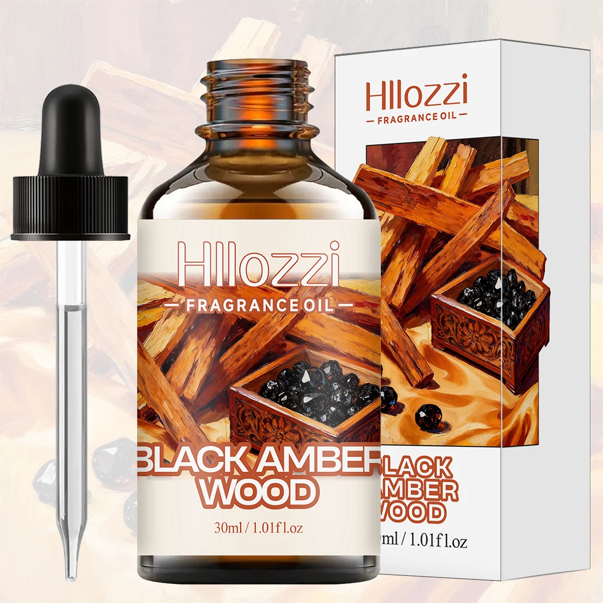 ACEITE AROMÁTICO DE MADERA DE ÁMBAR NEGRO Aceite aromático adecuado para difusores de aroma, humidificadores, ambientadores de coche y fabricación de velas.