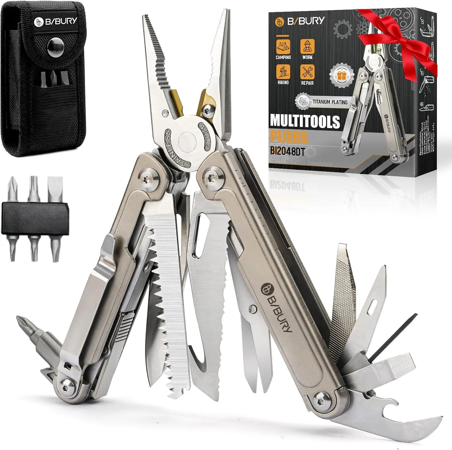 

24-in-1 Titanium Alloy Multi-Tool with Pliers, Knife & Screwdrivers - Lightweight EDC Gear for Outdoor & DIY