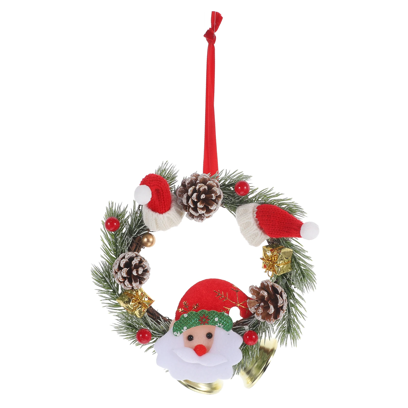 

Christmas Wreath Lifelike Garland Xmas Bell Artificial Eye-catching Plastic Wall Pendant Beautiful