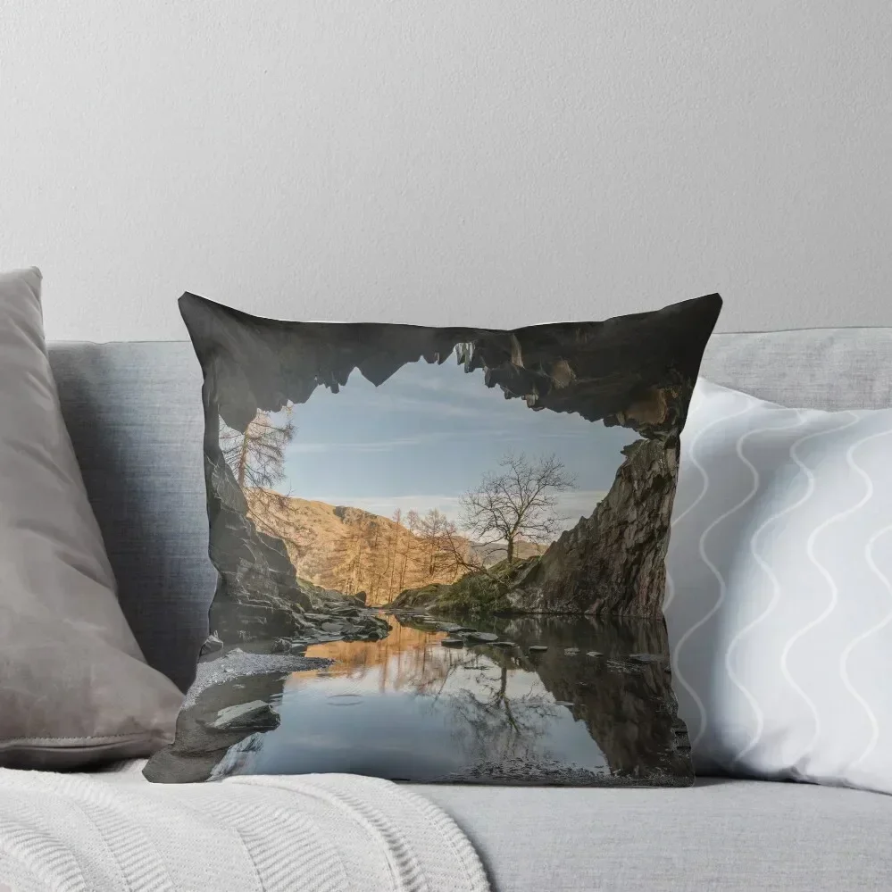 

Rydal Cave aka Loughrigg Quarry on Loughrigg Fell Throw Pillow pillow cover christmas Anime pillow