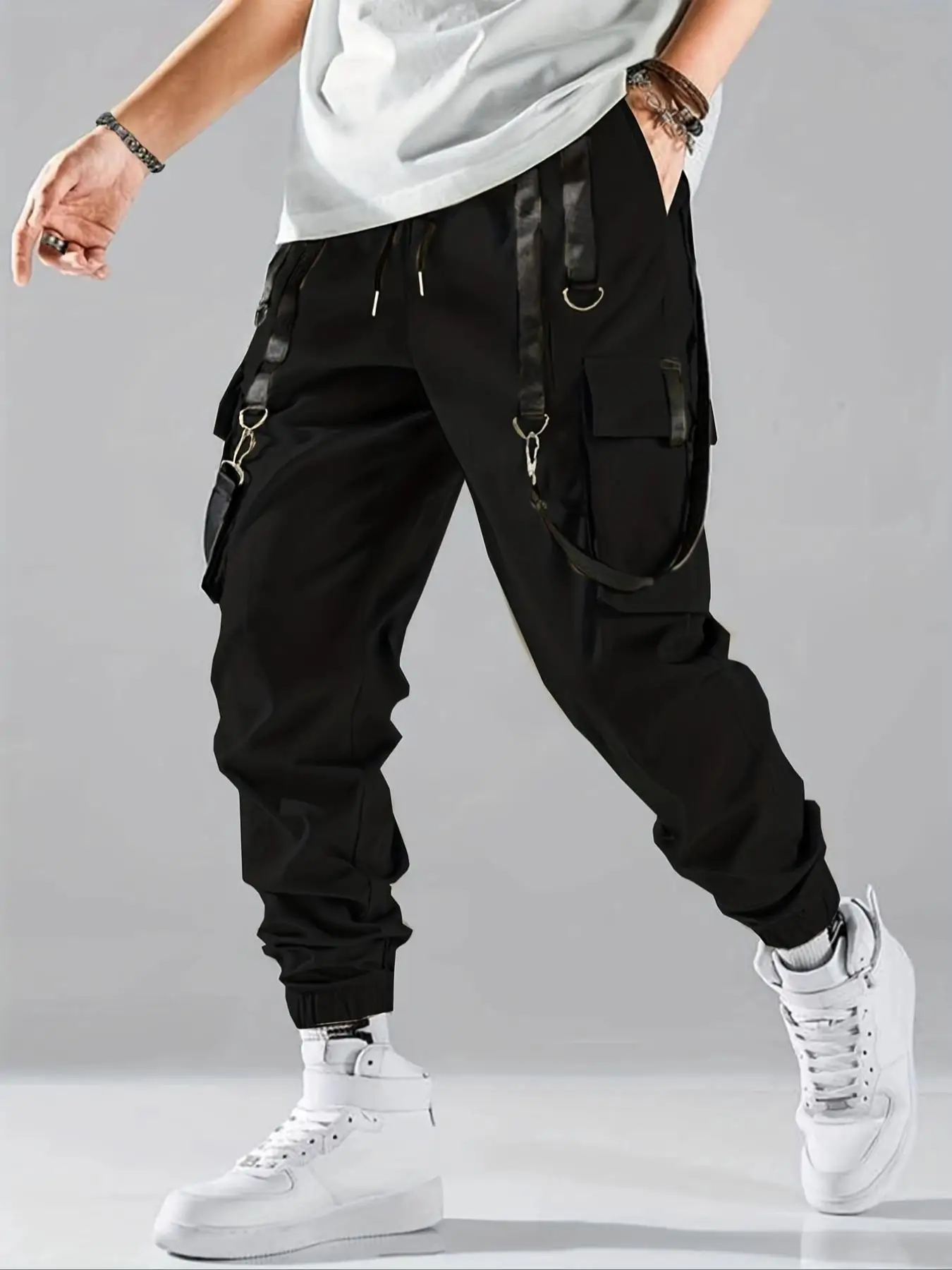 Aliexpress Men's Solid Pocket Drawstring Waist Cargo Pants Regular Fit Casual Fashion Trousers for Daily Wear All-Season Bottoms - Aliexpress Deal
