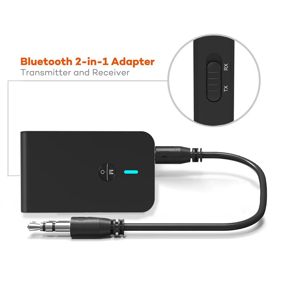 Hannord 2 in 1 Bluetooth 5.0 トランスミッター レシーバー 3.5mm Bluetooth アダプター 車載 TV PC スピーカー ヘッドホン用 3.5mm Aux ジャック付き