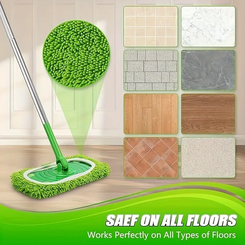 

A01F-For Swiffer Chenille Flat Mop Mat, Absorbent Replacement, Microfiber Mop Pads For Swiffer - Reusable, Washable