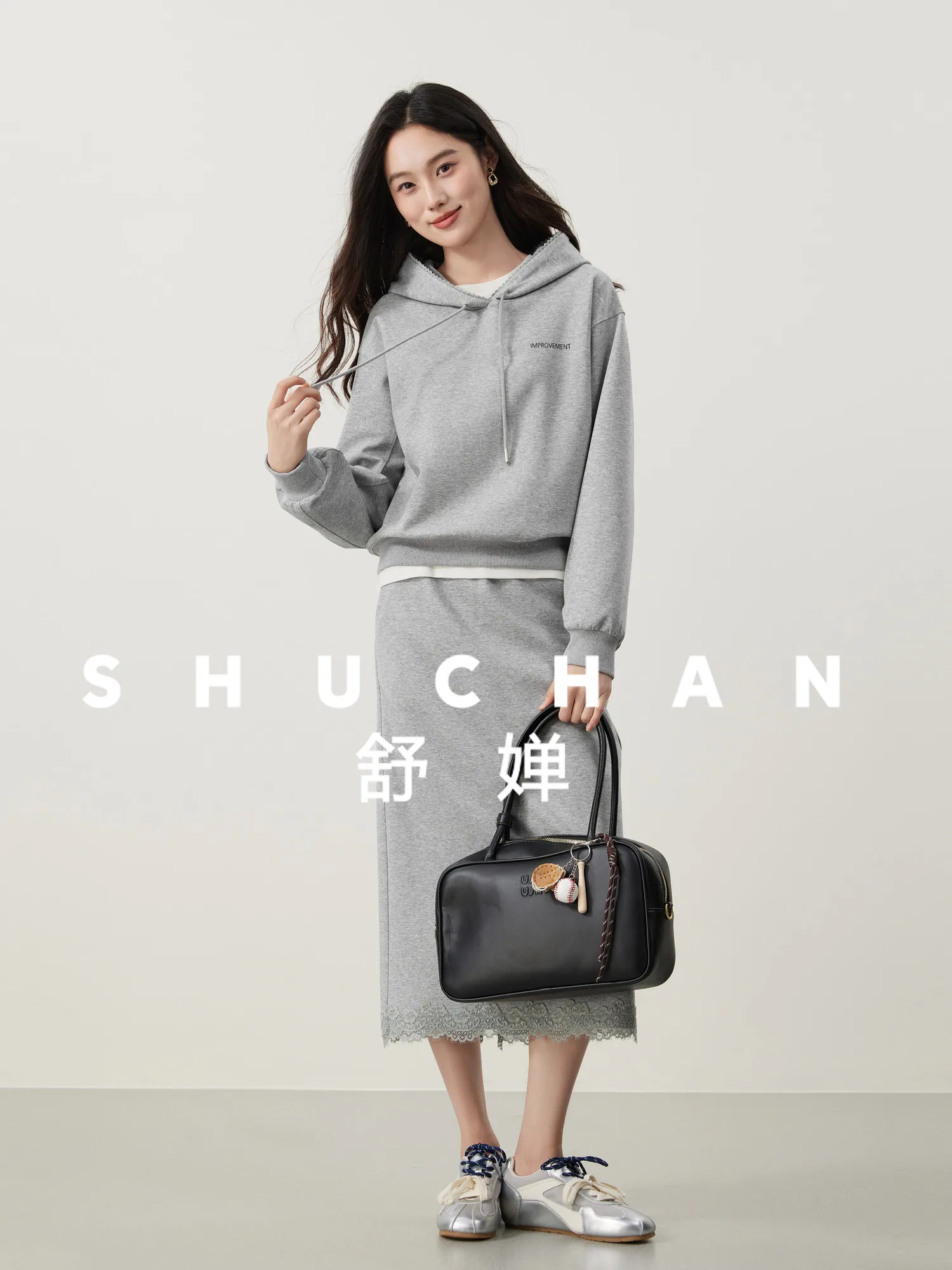 

Good Quality, Urban Relaxation Pie, Lace Lace Hooded Sweater + Skirt Set 26 Spring New Two Piece Sets Womens Outifits