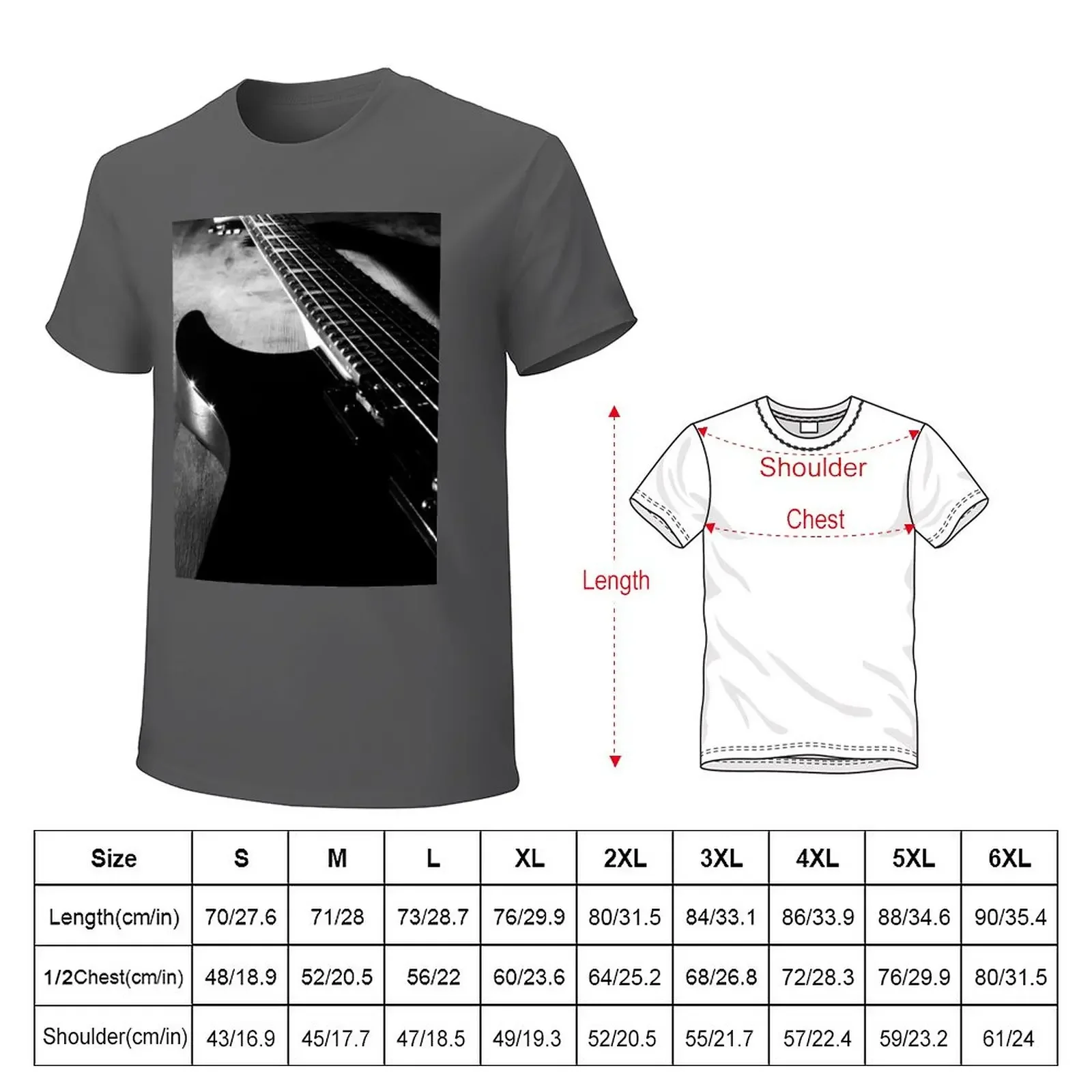 Black Electric Guitar In B&W T-Shirt tops vintage clothes Aesthetic clothing sweat shirts, men