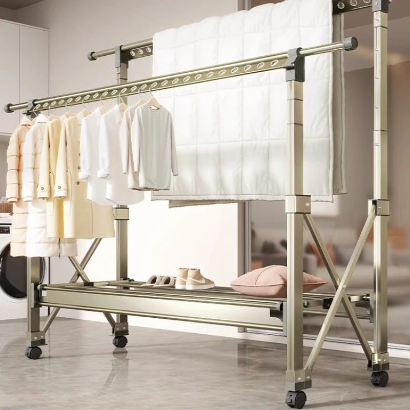 

Floor-standing Folding Indoor Household Balcony Aluminum Alloy Adjustable Clothes Drying Rack Outdoor Quilt Drying Rack