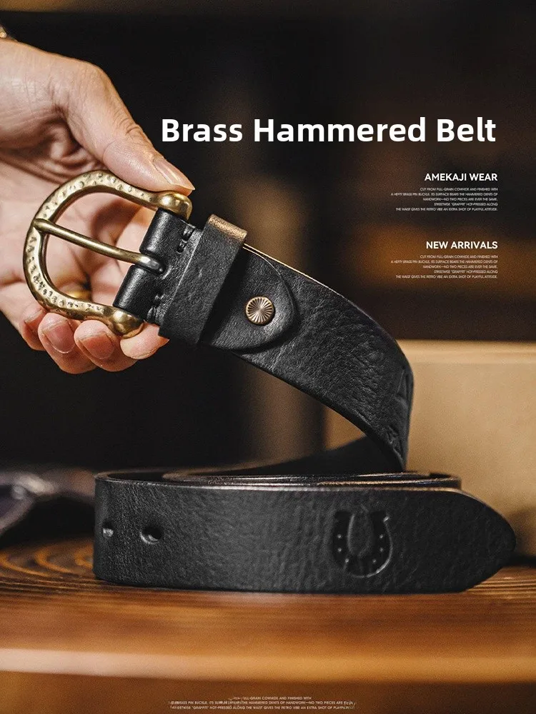 american-style-men's-leather-belt-single-needle-copper-buckle-head-skin-top-layer-cowhide-casual-fashion-waist-belt