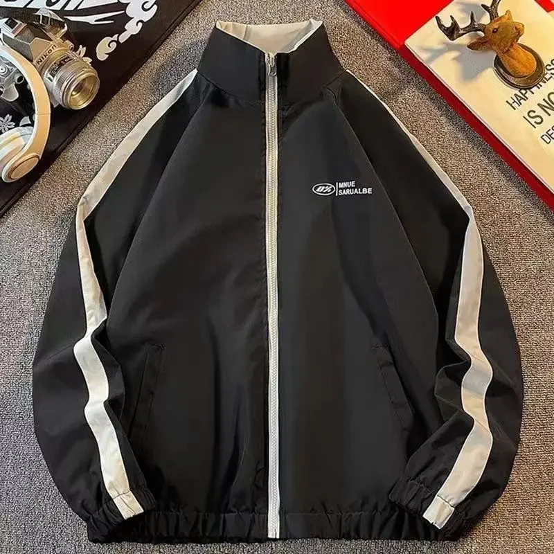 남성용 빈티지 리버시블 재킷 스탠드 컬러 봄 여름 대표팀 재킷 루즈 스포츠 아웃웨어 윈드 브레이커 남성 빈티지 90s