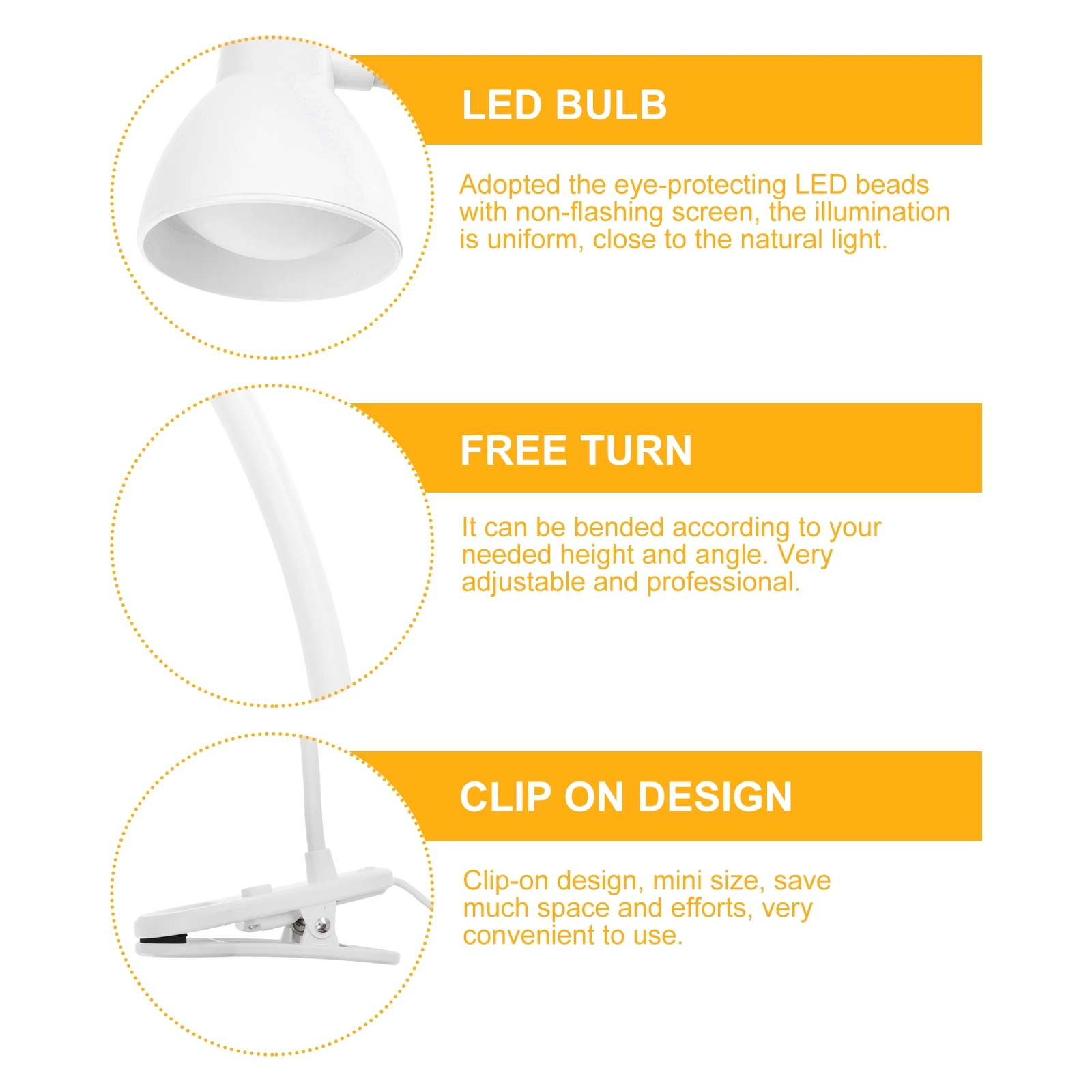 

Folding Clip Table USB Charging LED Light Modern Night Studying Lamp Small Size Portable Student Bedroom Reading Lamp