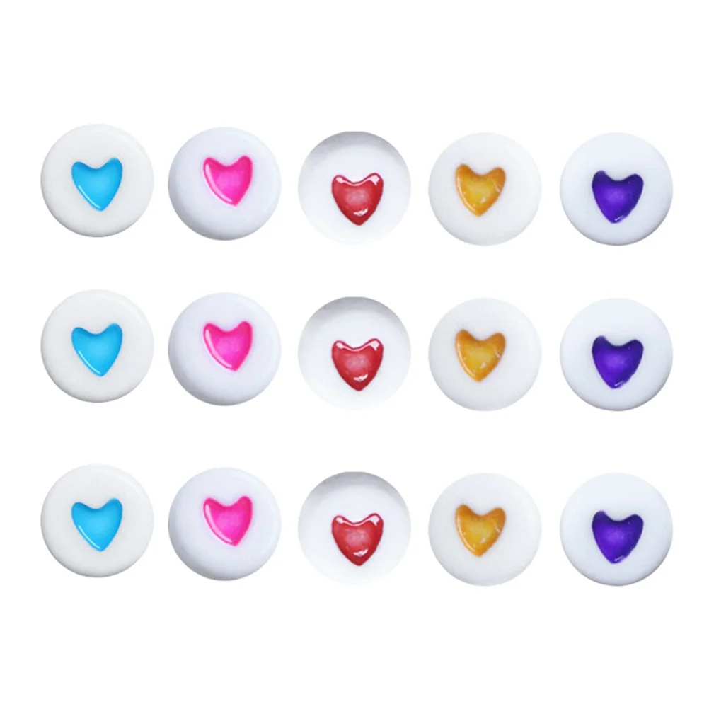 100개 밝은 혼합 색상 하트 모양 아크릴 비즈 DIY 공예 세트 어린이 소녀 팔찌 목걸이 장식용