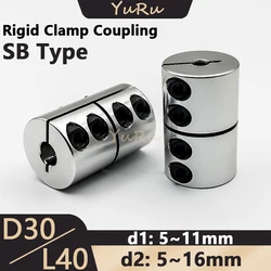 1PCS D30L40 SB Rigid Clamp Coupling Bore 5/6/6.35/8/9/10/11/12/12.7/14/15/16mm Aluminium Drive Shaft CNC Jaw Shaft Motor Coupler