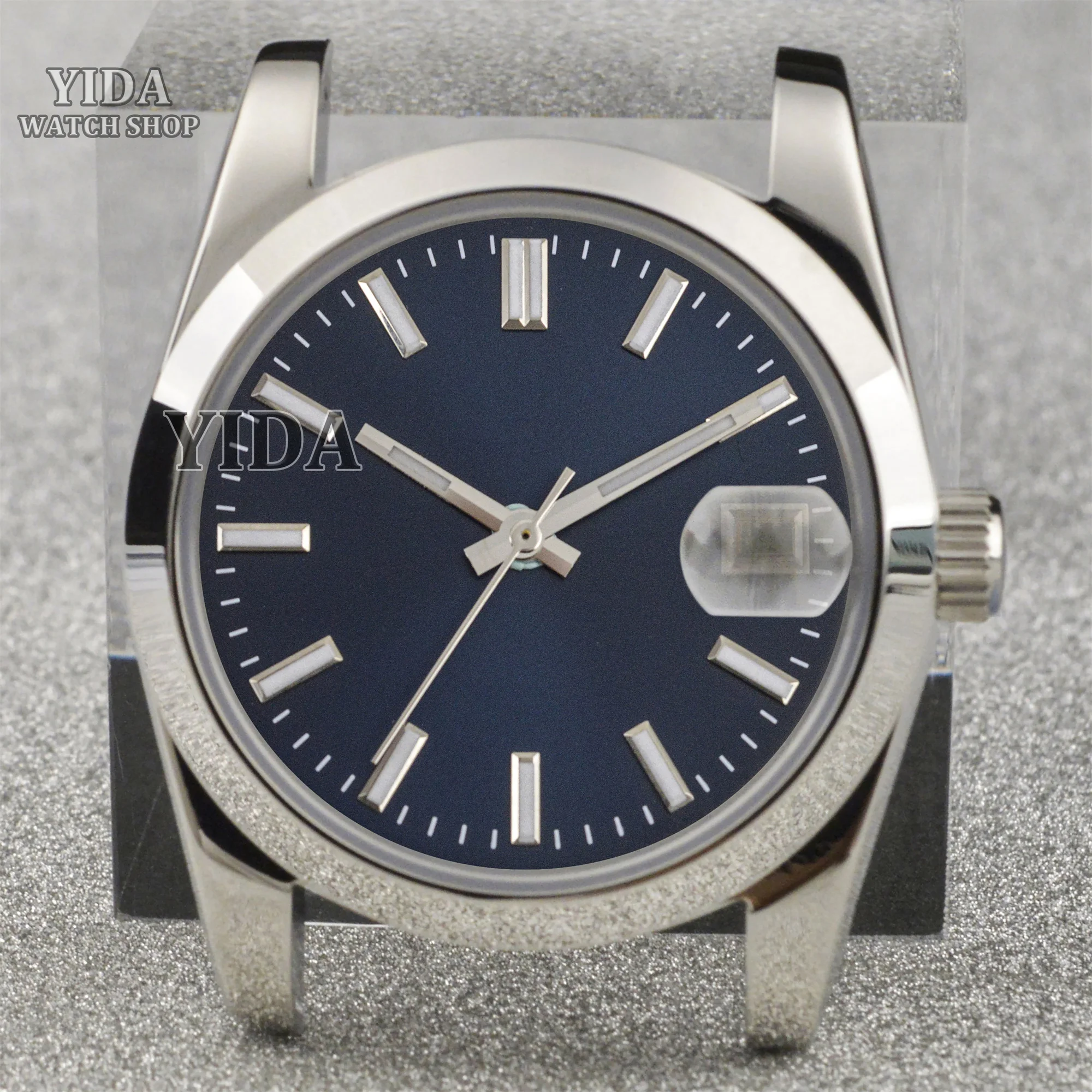 Caja NH35 de 36/39mm, manecillas luminosas, piezas de reloj de cristal de zafiro de acero inoxidable para reemplazo de movimiento automático Datejust NH35