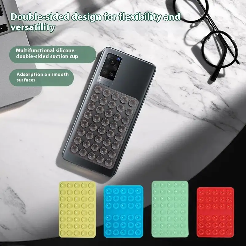 Silicone Suction Cup Phone Mount Double-Sided Sticky Phone Stand Suction Cup Fashionable Cellphone Stand Strong Grip Holder For