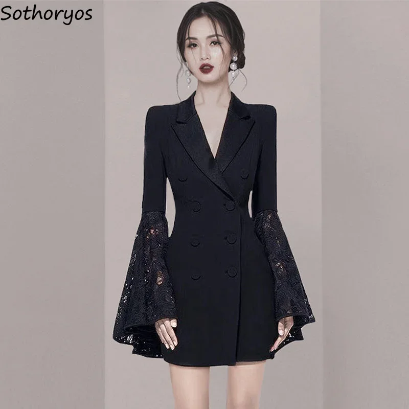 Women Blazers All-match Double Breasted Retro Autumn Popular Temperament Korean Style Comfortable Elegant Ladies Minimalist New