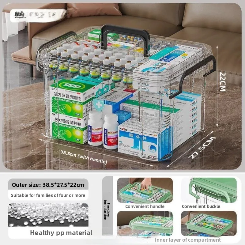 Large Portable Home Medicine Box Storage Box Multi-Functional Nursery ential Oil Storage Case Plastic Material Dual Car...
