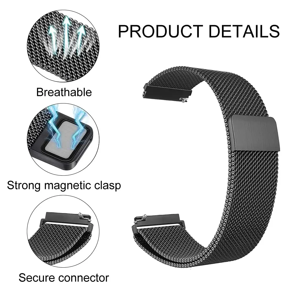 20mm/22mm Milanese band For Amazfit GTS/2/2e/3/4/GTS4 Mini/GTR 42mm/47mm/GTR2/3/4/Pro stratos Metal Bracelet Amazfit bip strap