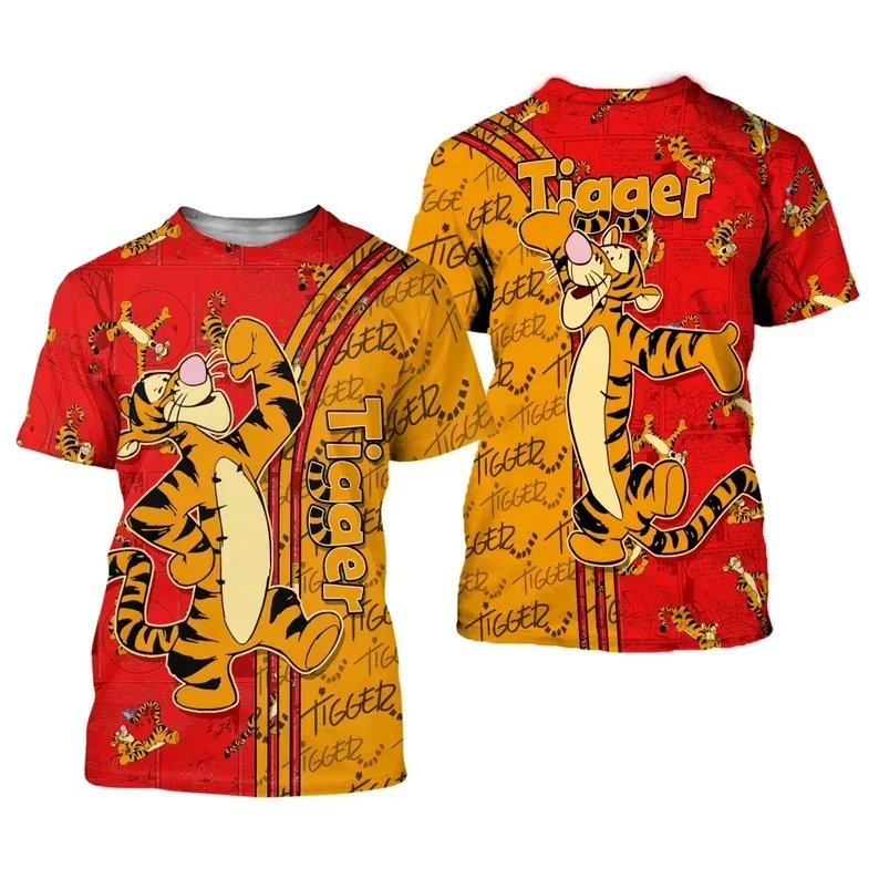 Tigger Winnie the Pooh Red Orange Comic Book Pattern Disney Clothing Unisex Casual T Shirts Holiday Vacation Clothing