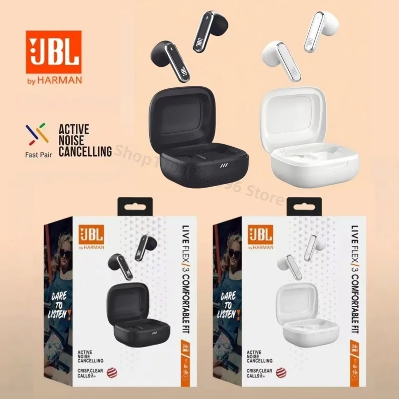 Écouteurs sans fil d'origine JBL Live Flex 3, écouteurs Bluetooth stéréo HiFi avec suppression du bruit pour téléphones Pad, sport d'entraînement