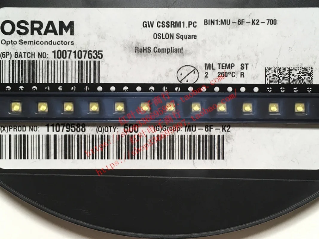 

50pcs/OSRAM GW CSSRM 1.PC 5W 3030 6000K white high power LED lamp bead 120 degrees