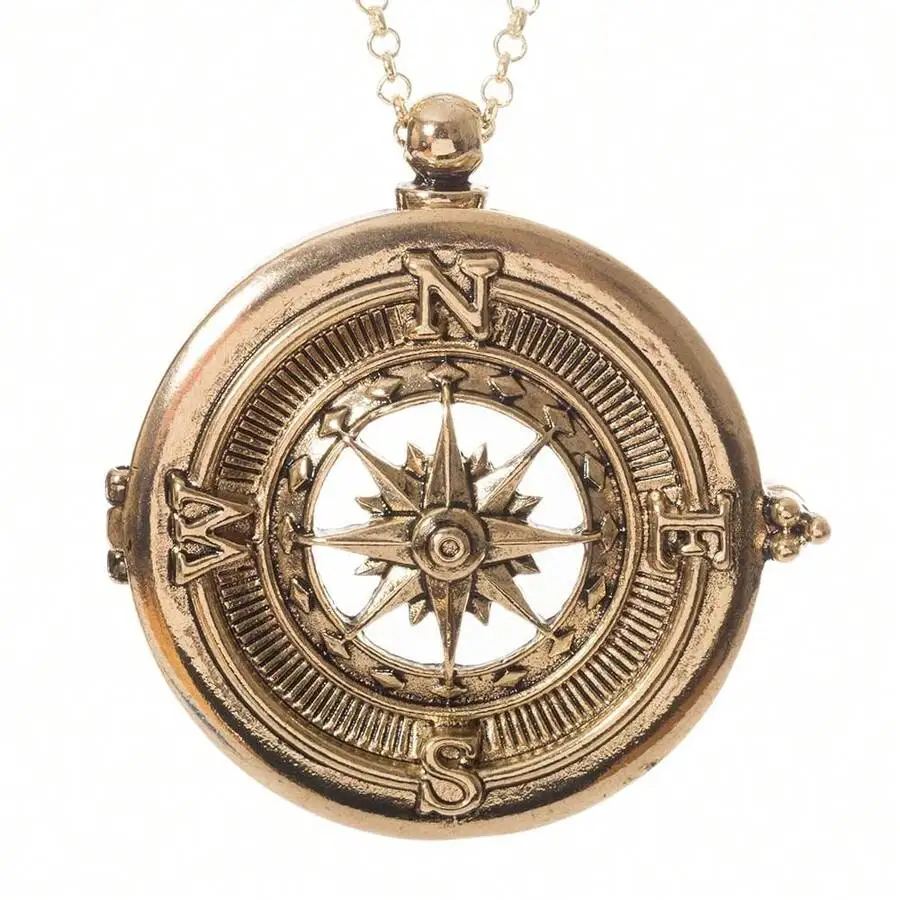 

4x Magnifying Glass Sliding Top Pendant Necklace With Compass Design 30 Inch