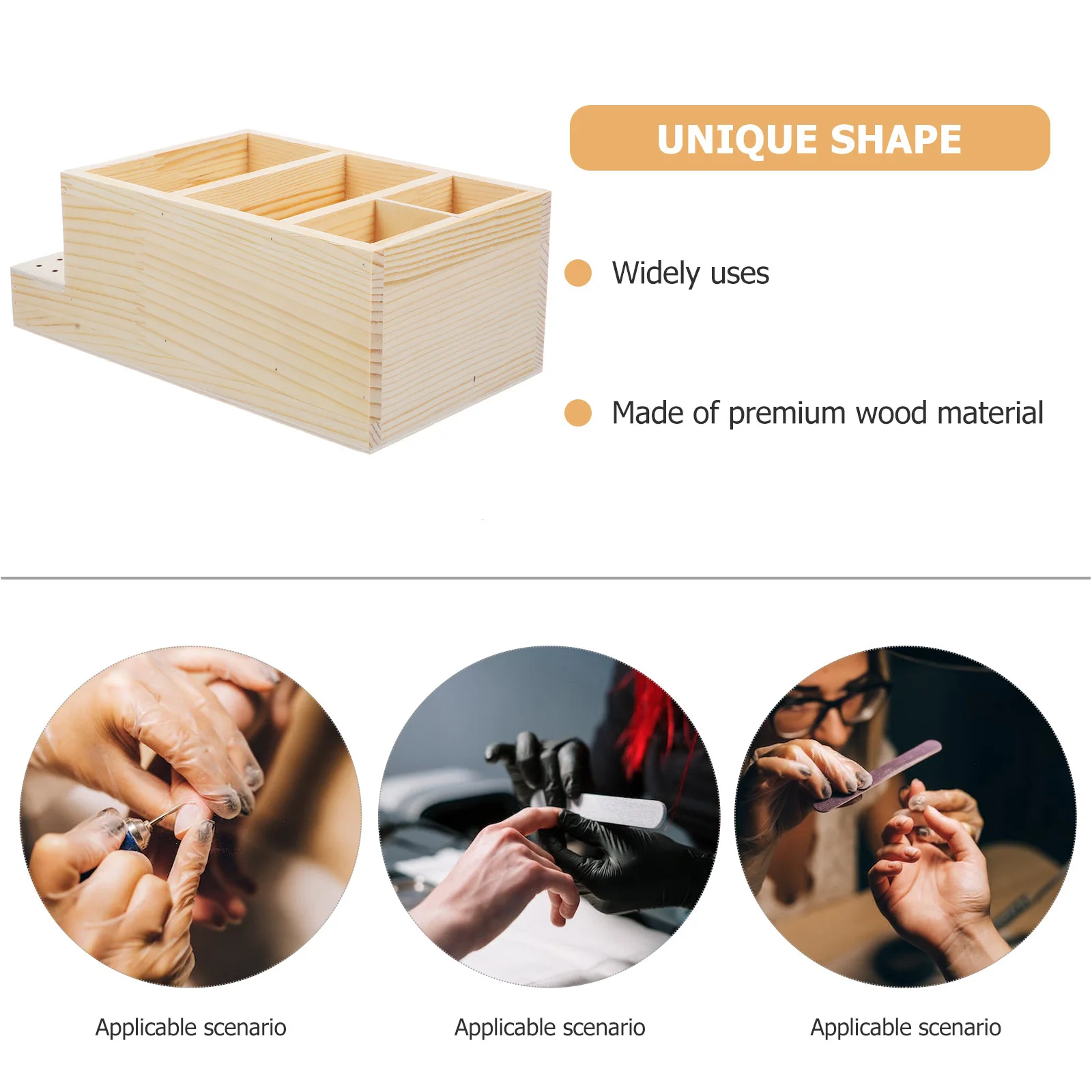 

Nail Art Storage Box Wooden Grinding Head Organizer Nail Drill Bit Holder Manicure Tool Storage Case Desktop Organizer