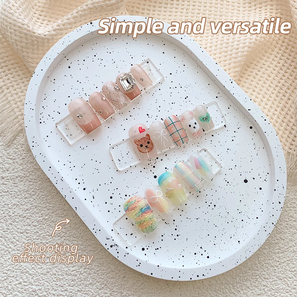1PC Matte White Jewelry Storage Tray Creative Flower Oval Shaped Plastic Trays Jewelry Display Nail Art Photography Props Trays