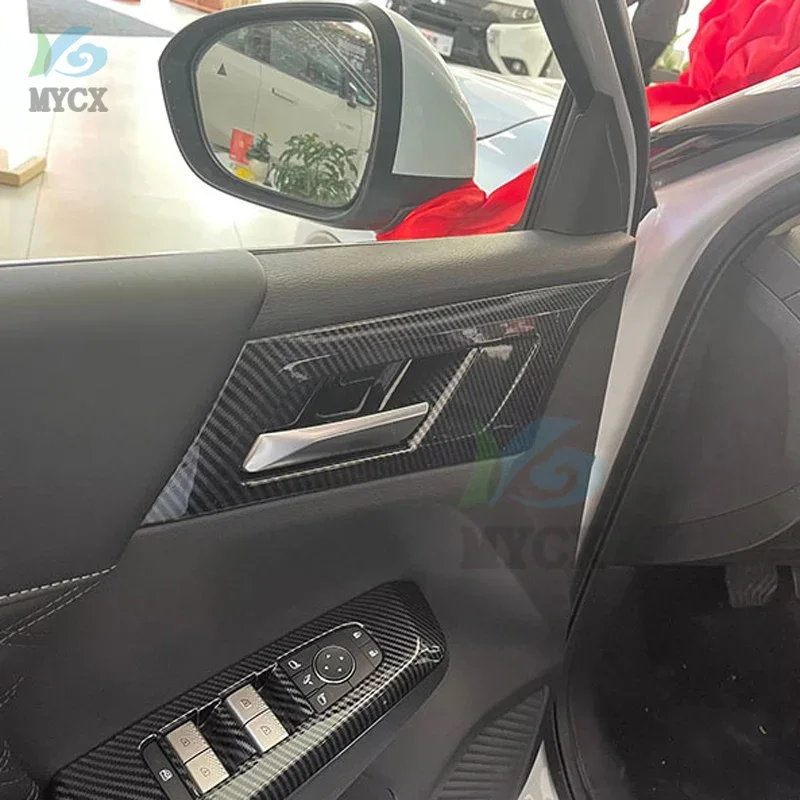 For Mitsubishi Outlander 2022 2023 2024 Carbon black Car Inner Door Bowl Trim Frame Trim Cover Stickers Decoration Accessories