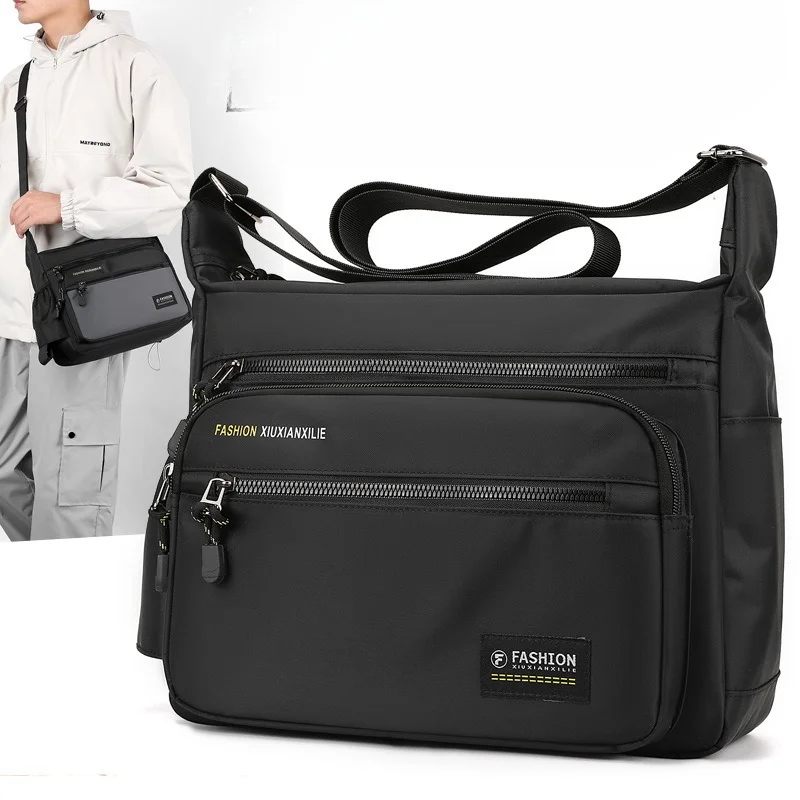 

Мужская сумка большой вместимости, сумка на одно плечо, водонепроницаемый прочный рюкзак, деловая сумка с несколькими карманами, повседневные мужские сумки через плечо