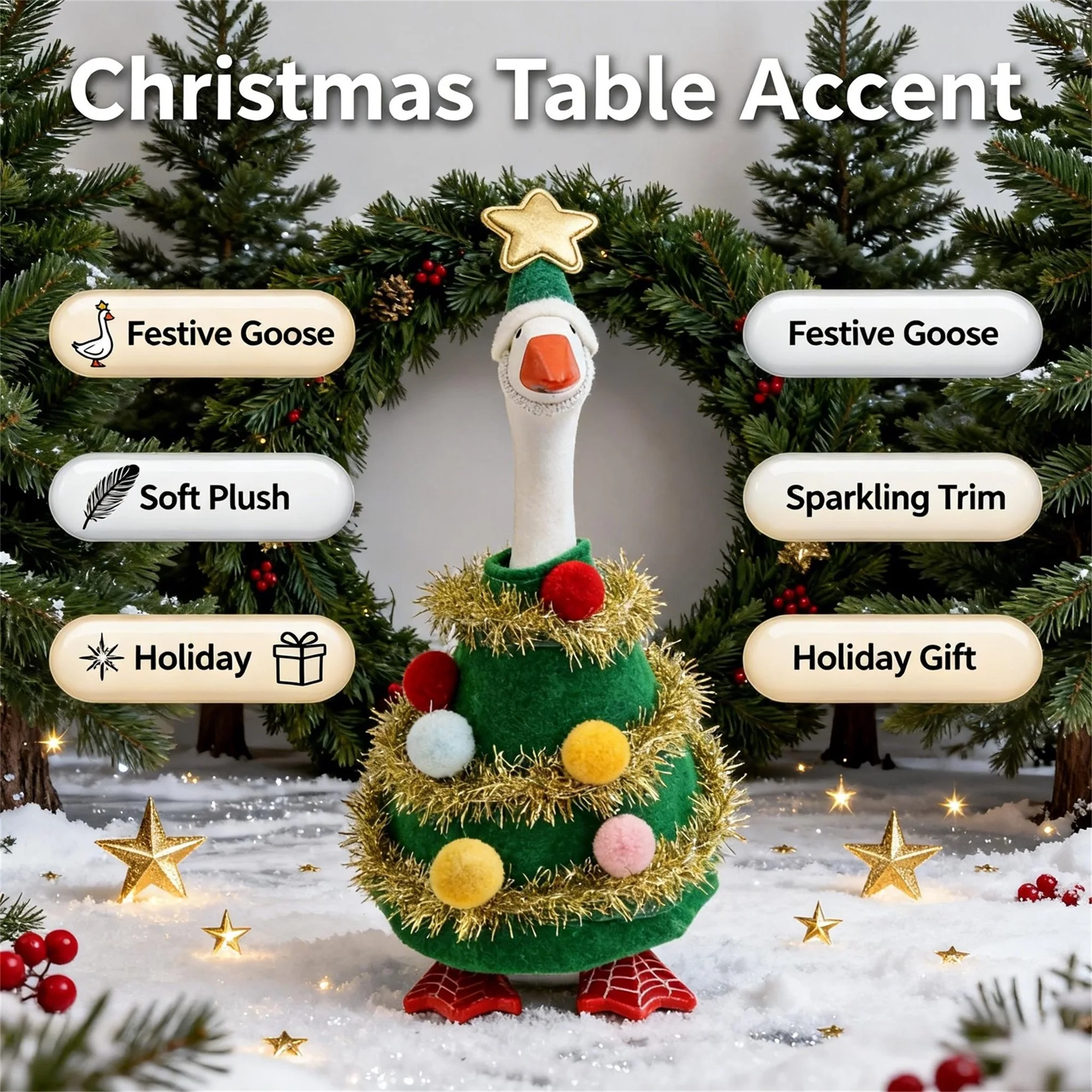 Winter Mini Schreibtisch-Gans Figur 7 Zoll Magnetische Gans Weihnachtsbaum-Kostüm mit Mütze für Enten-Schreibtisch Schlüsselhalter Deko – Detail 10