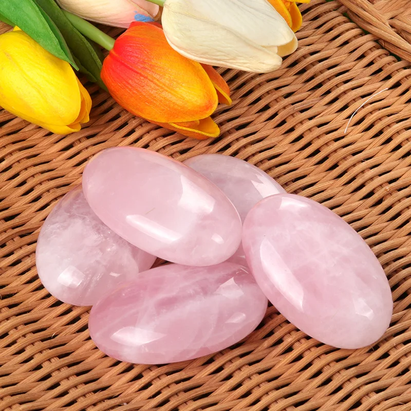 

Natural Rose Quartz Palmstones Healing Crystals Spiritual Energy Yoga Meditation Real Pink Crystal Therapy Massage Stone 1pc