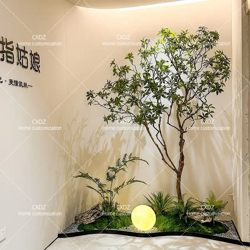 Large Artificial Banyan Tree Indoor Simulation Plant Greenery Decor for Home Office Window Landscape Modern Fake Ficus Tree