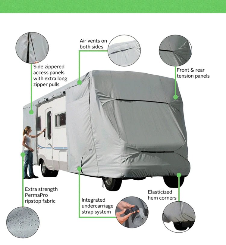 

Auto Body Protector Waterproof Weatherproof RV Tailored Travel Trailer Covers Caravan Body Cover