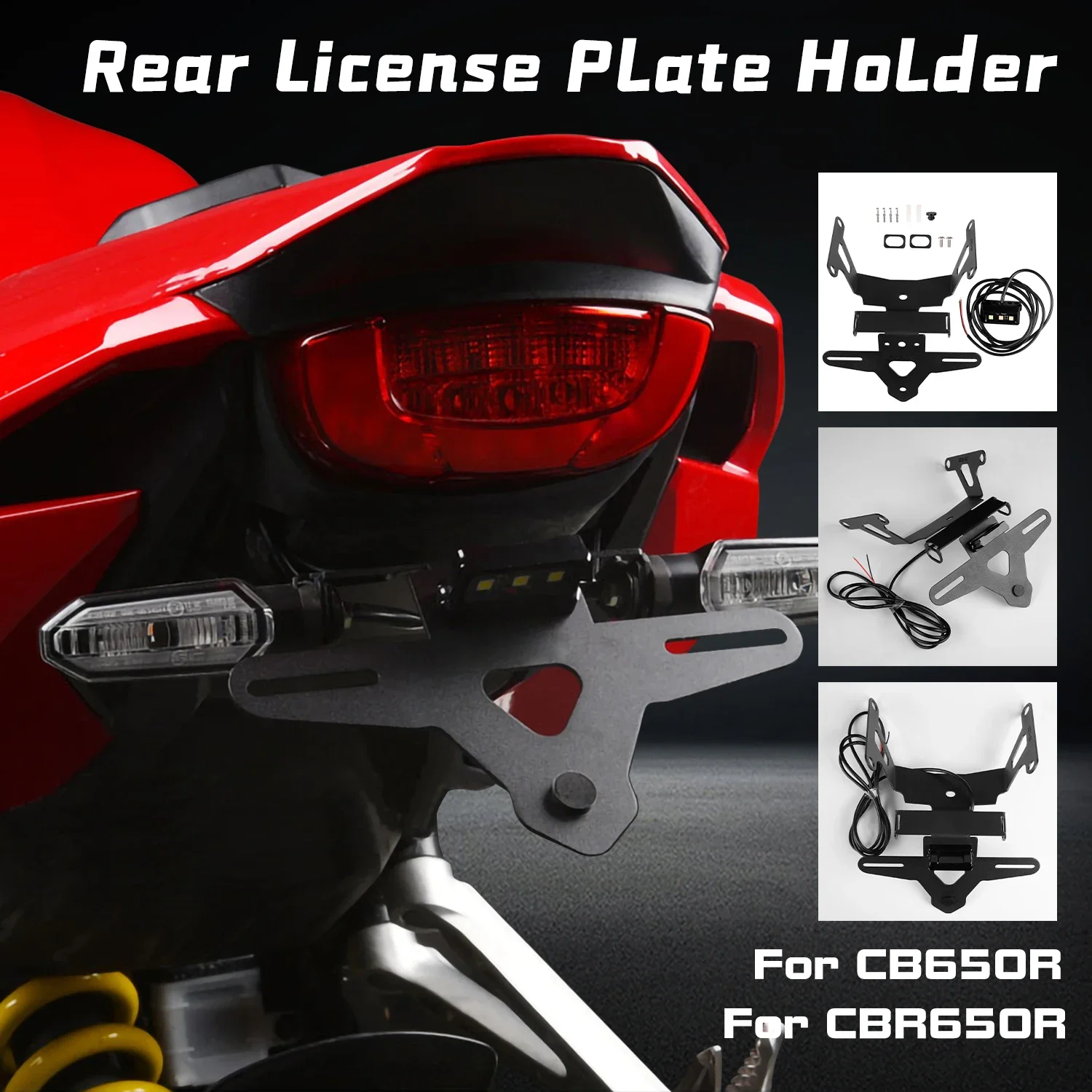 

Suitable for Honda CB650R CBR650R 21-23 Motorcycle Rear License Plate Frame Turn Signal Light Easy to Install