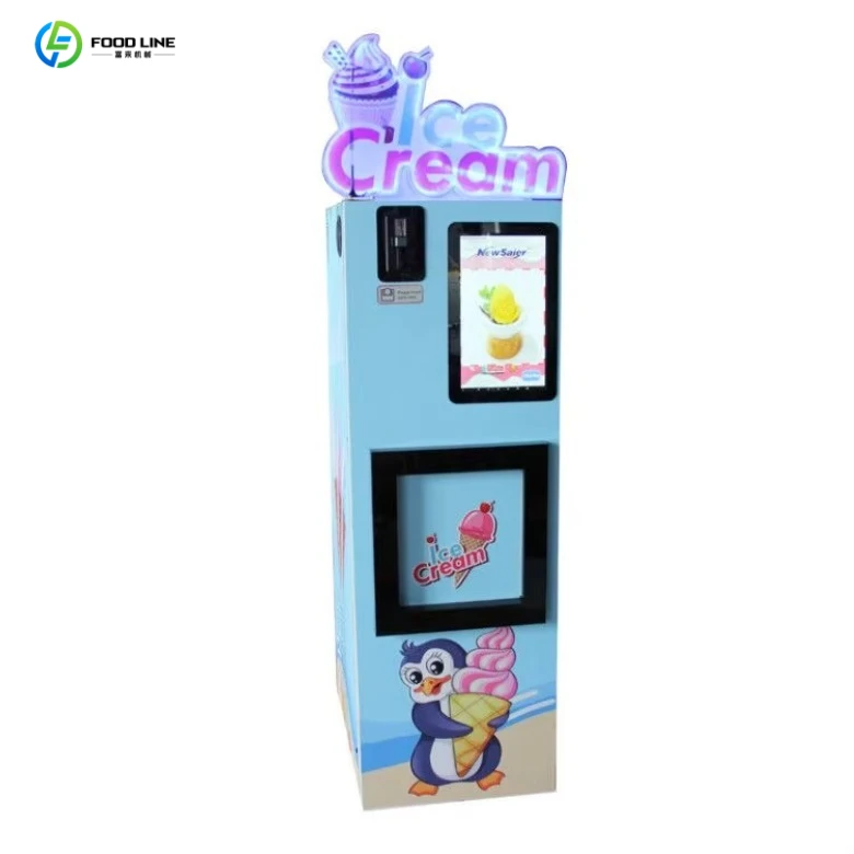 Commercial automatic cone ice cream vending machine with bank card payment