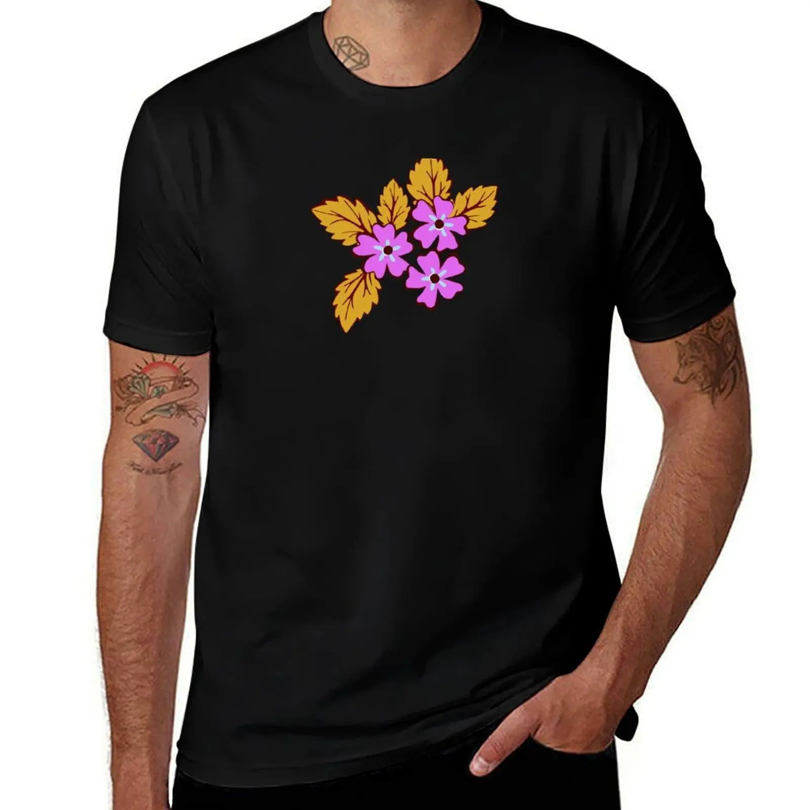 

Colorful tossed sakura flowers in purple T-Shirt man t shirts for men casual T-Shirt