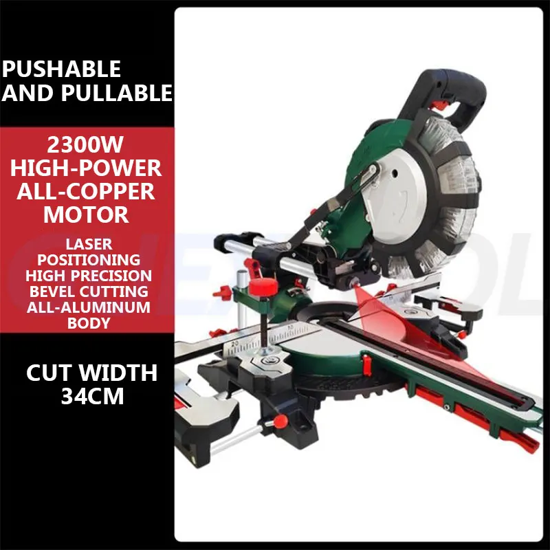 Portable High Precision Tiltable Miter Saw,Multifunctional 45 Degree Angle Cutting Saw,Sliding Wood Miter Saw,With Laser LED