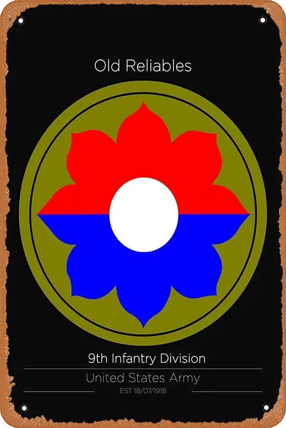 muecddoa 9th Infantry Division Us Military Units Retro Vintage Decorative Metal Tin Sign  .